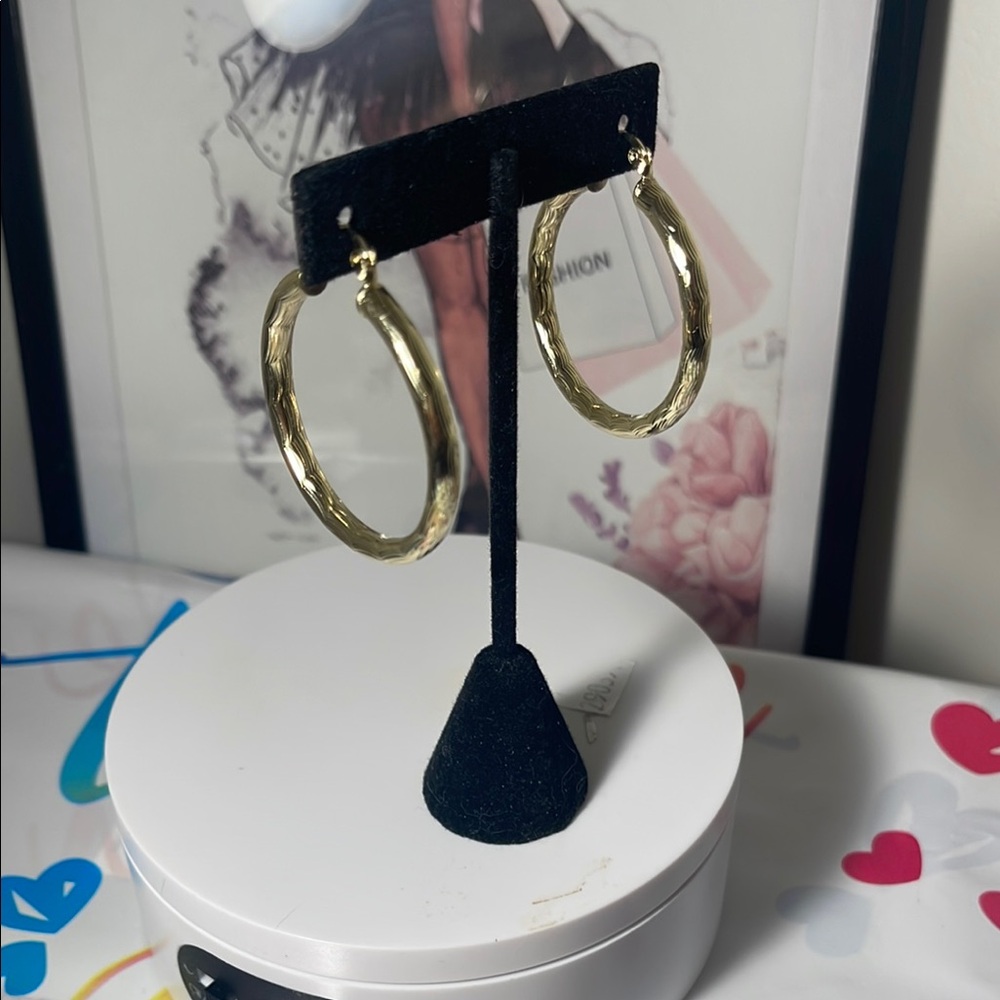 Gold Medium Hoop Earrings with Smooth Finish